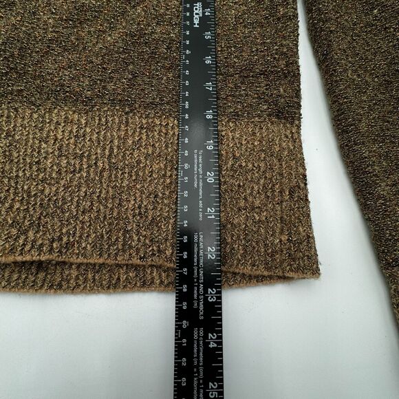 ANN TAYLOR | Womens Small Wool Gold Brown V-Neck Metallic Sparkle Sweater Ribbed - Picture 7 of 8